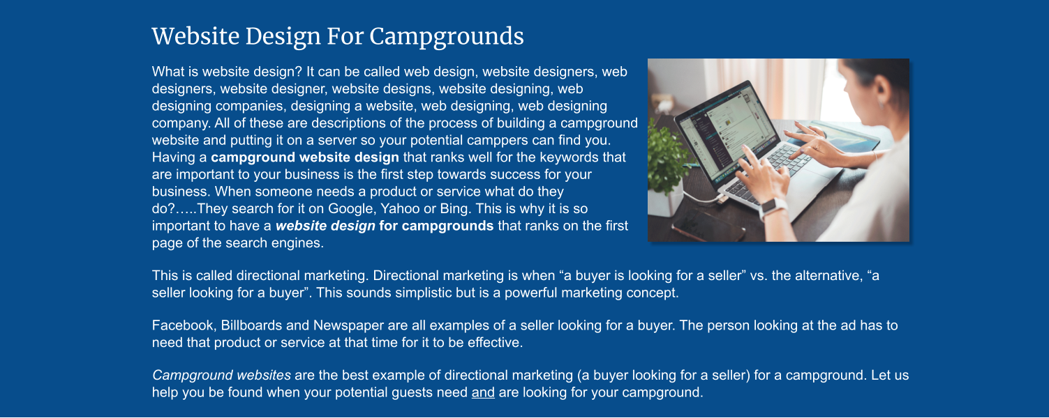 designing campground websites