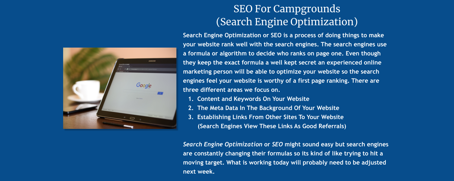 search engine optimization service for campgrounds